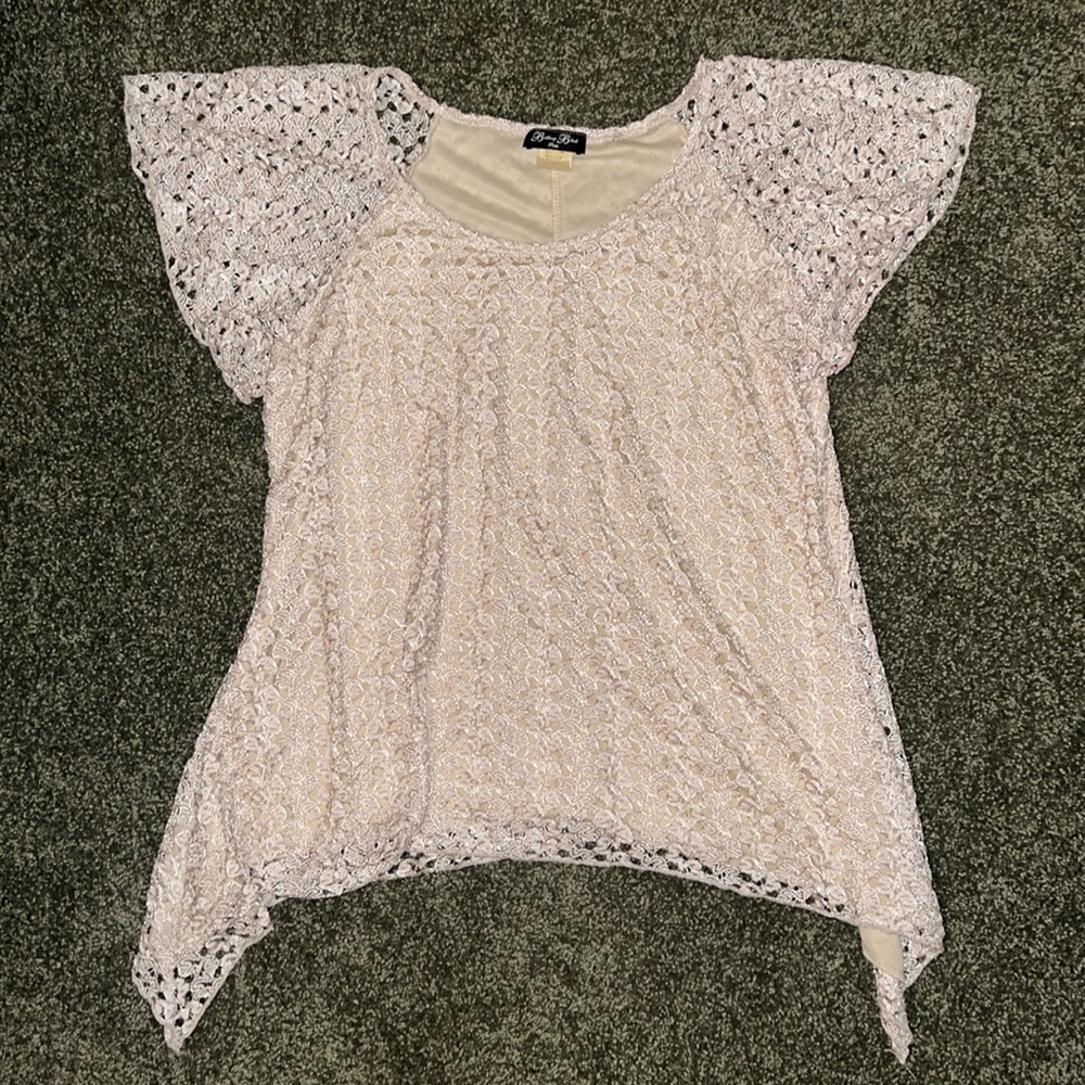 Vintage Brittany Black Petite cream lace top